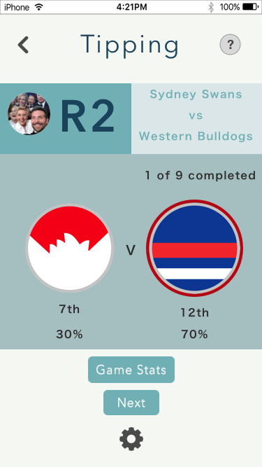 Footy Tipping Mobile App Design